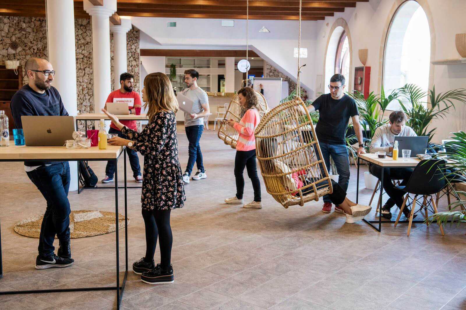 Team working together in the coworking space